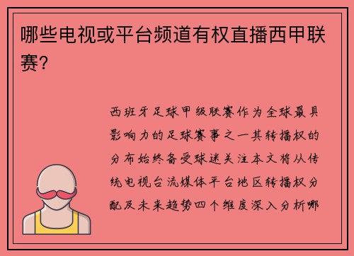 哪些电视或平台频道有权直播西甲联赛？